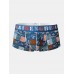 Mens Underwear Graffiti Print Faux Silk U Convex Boxers